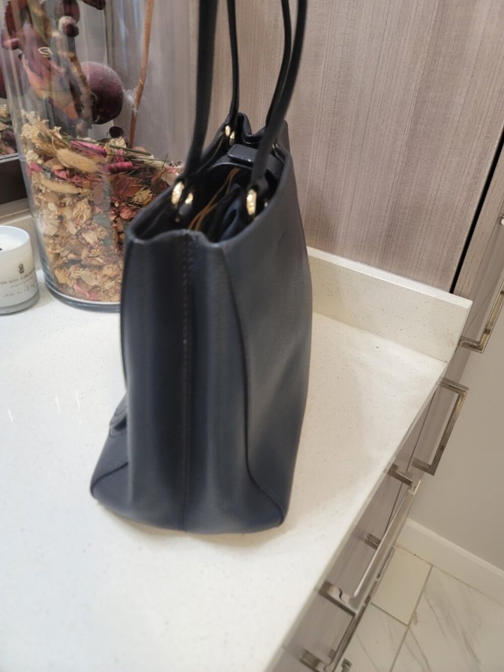 MARC JACOBS Maverick Tote Soft Black Pebbled Leather Large Bag 3 Sections - Picture 4 of 10